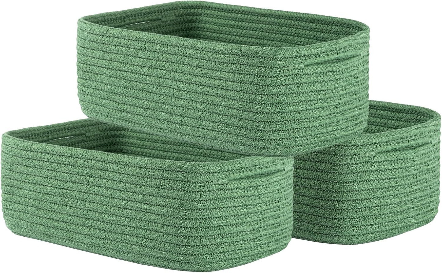Small Woven Basket, 12 x 8 x 4.5 Inches, Storage Basket for Organizing, Cute Small Rope Shelf