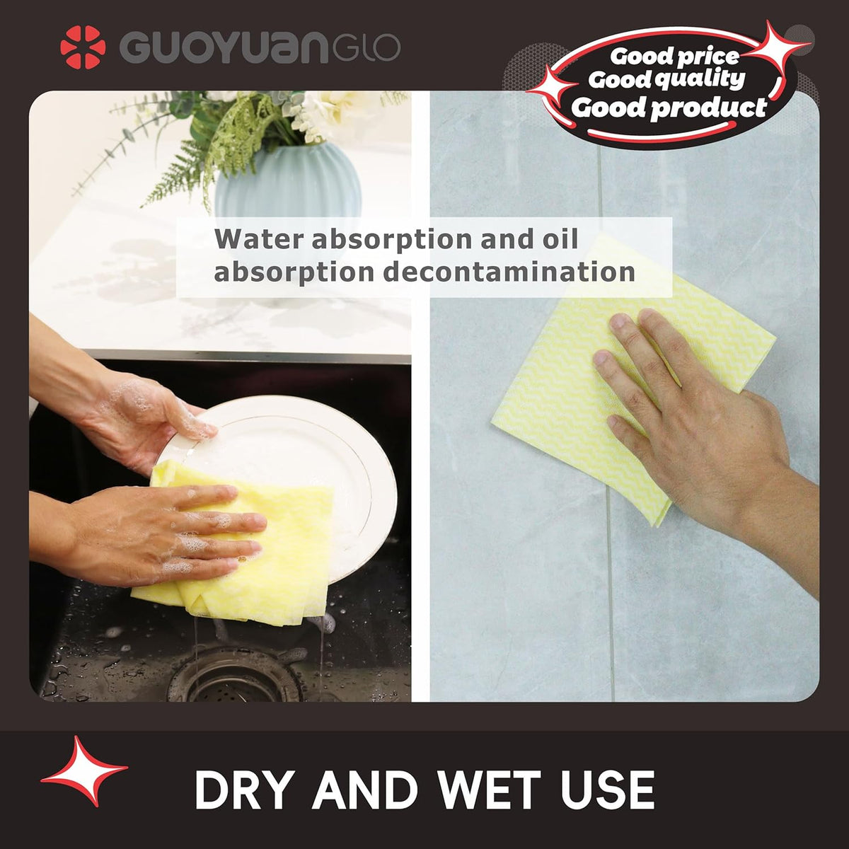 Disposable Cleaning Cloths Reusable Dsih Cloths for Kitchen Disposable Dish Rag Dry Fast 11.8x11.8
