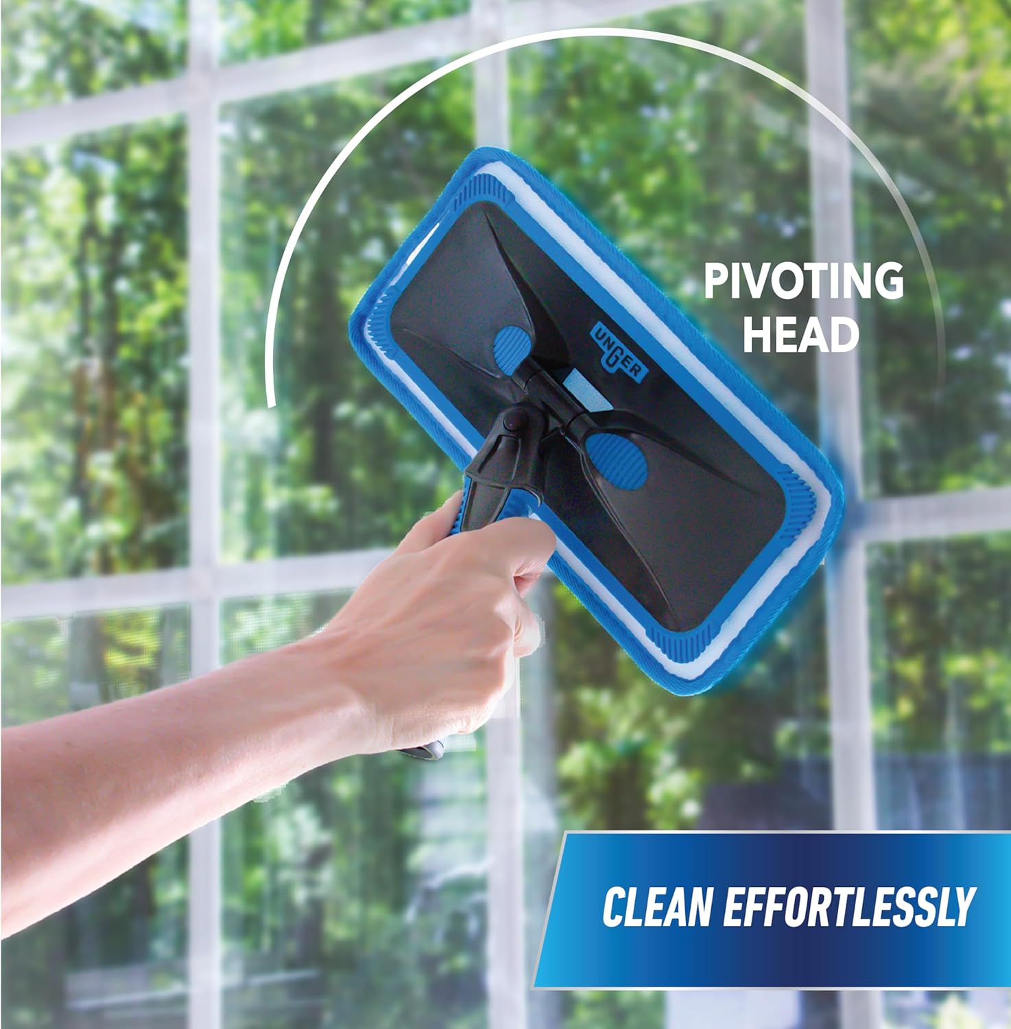 UNGER ProClean Connect and Clean Indoor Window Cleaning Kit, Washing Tool with Swivel Head for