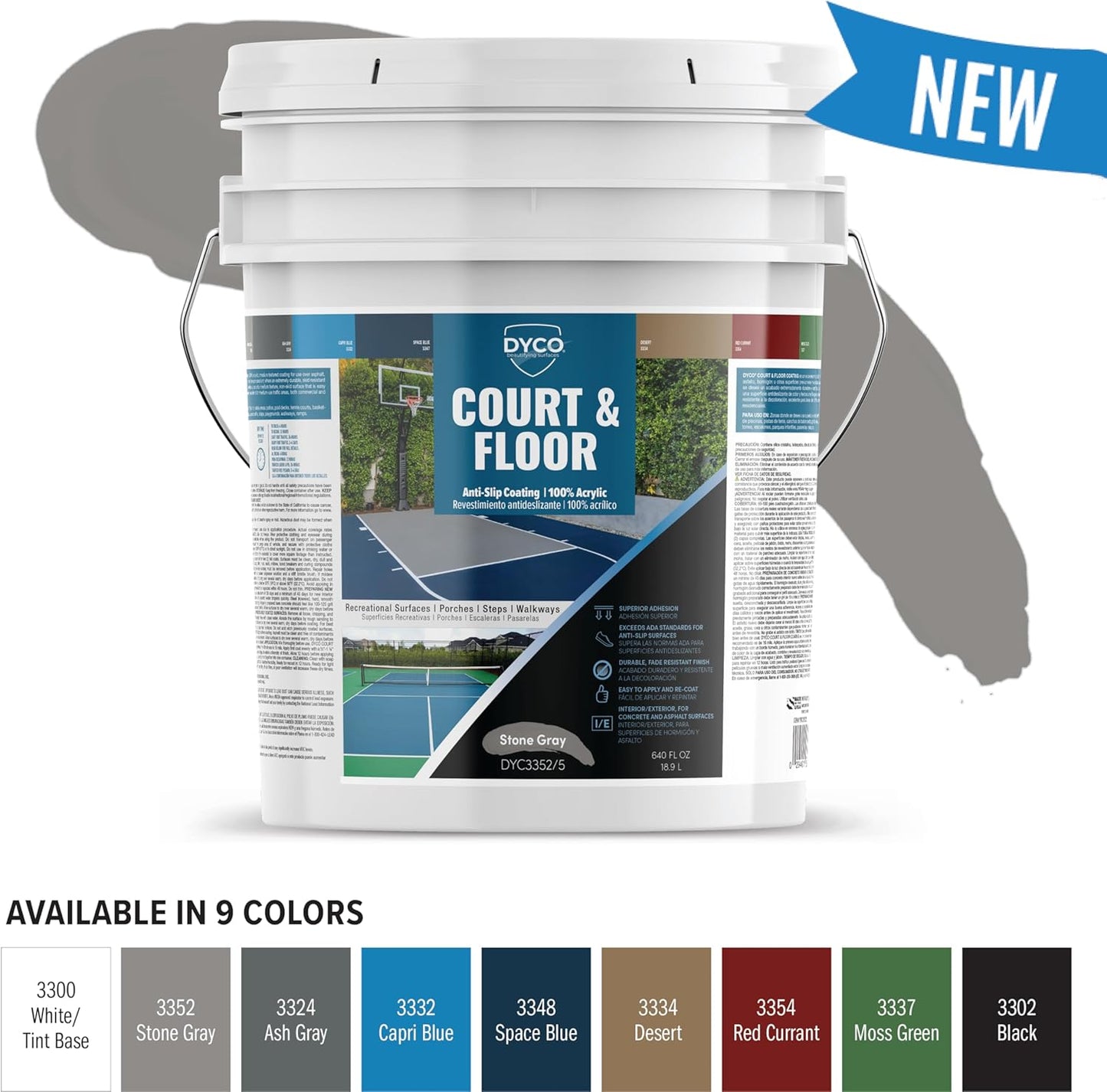 DYCO Court & Floor Anti-Slip Coating - Slip-Resistant Pavement, Cement & Concrete Paint for
