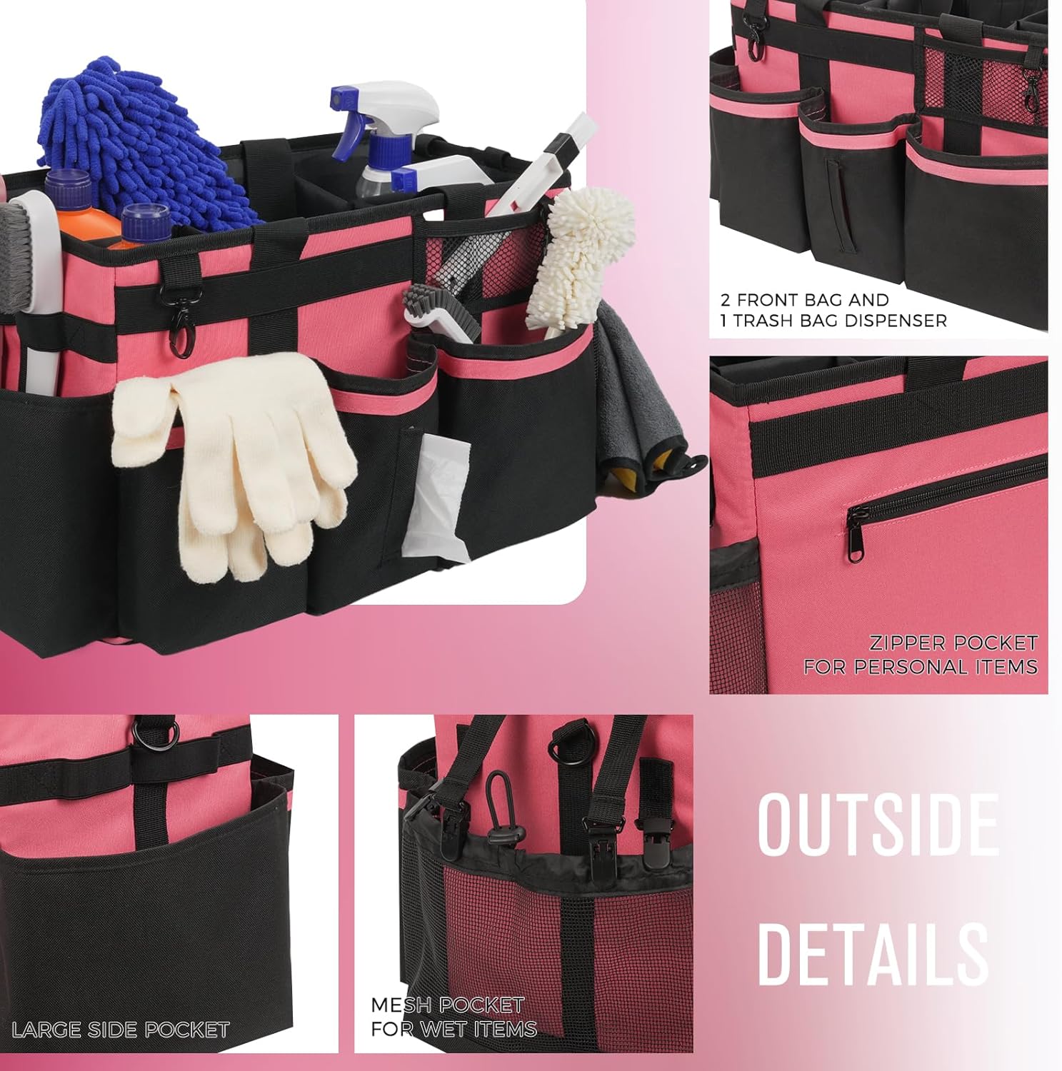 Wearable Cleaning Caddy, Cleaning Caddy Supplies Organizer with Handle & Shoulder Straps for