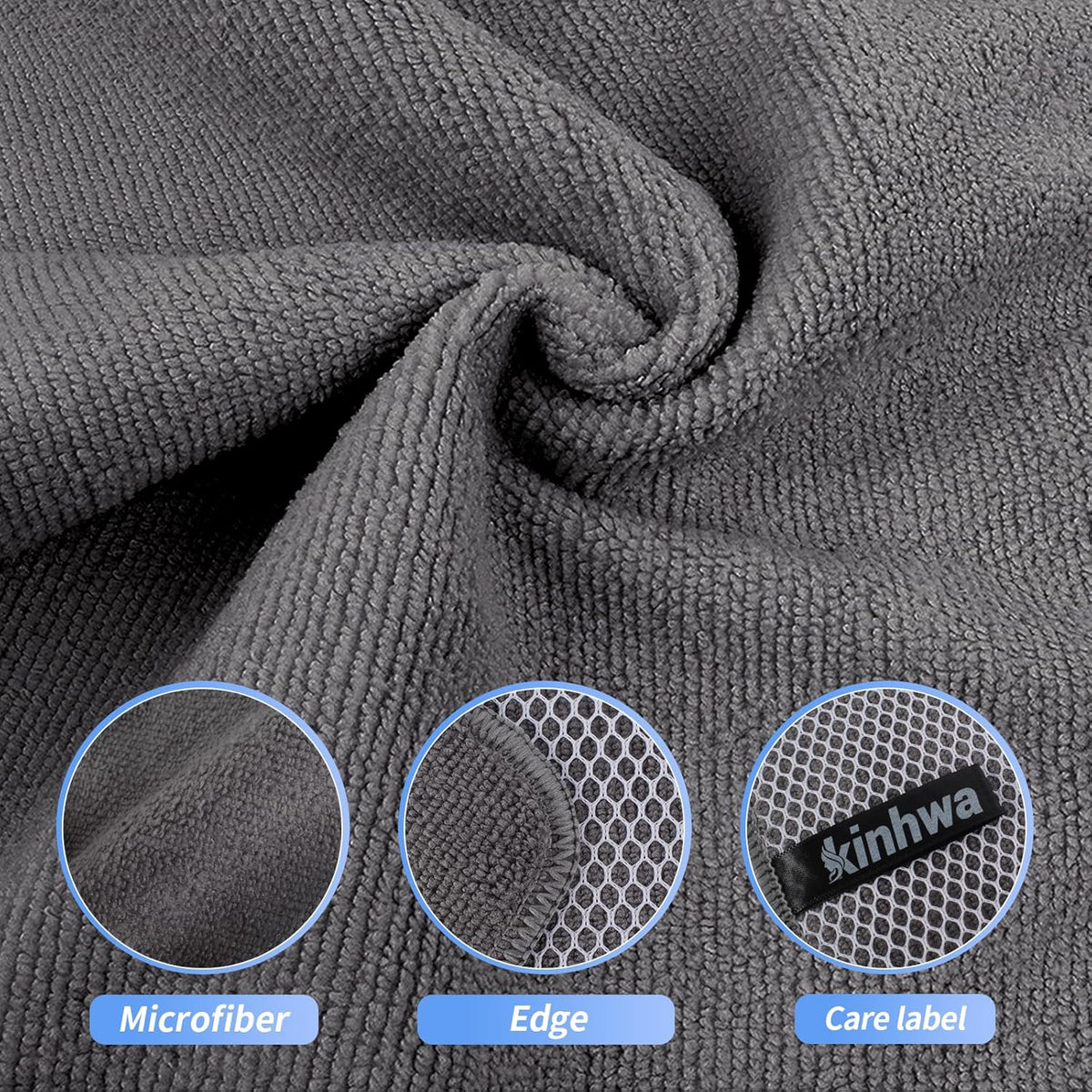 KinHwa Kitchen Washcloths for Dishes Absorbent Microfiber Dish Cloths Quick Dry Dish Rags with Poly