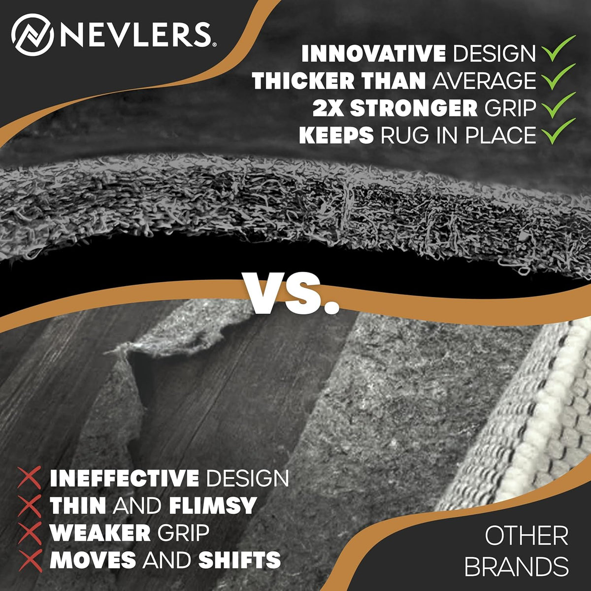Nevlers 4'x6' Felt TPO Non Slip Rug Pad | 1/4" Thick Anti Slip Rug Grips | Carpet Pads Non Slip