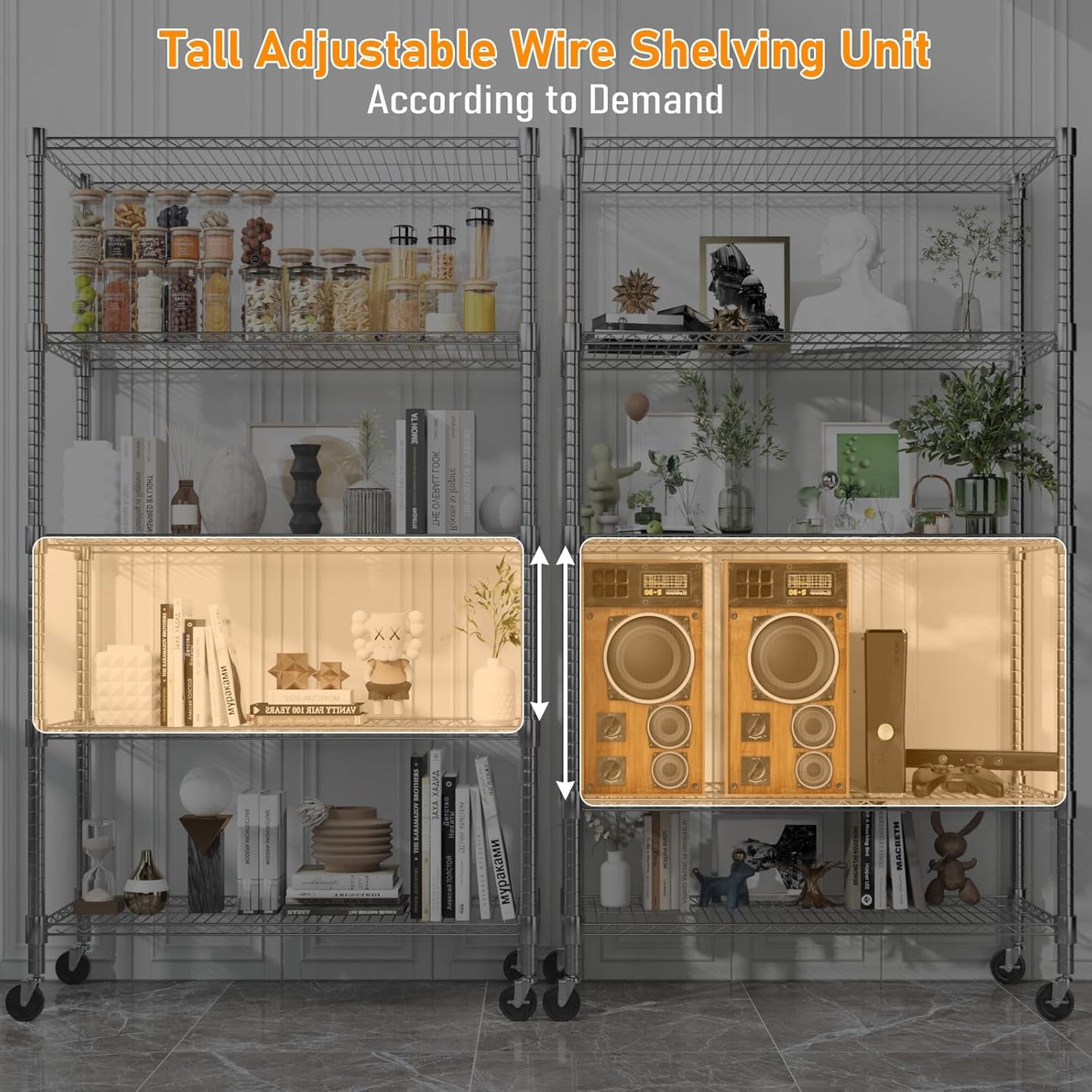 Himimi 5-Tier Heavy Duty Steel Wire Rack Storage Shelving, Adjustable Metal Storage Shelves with