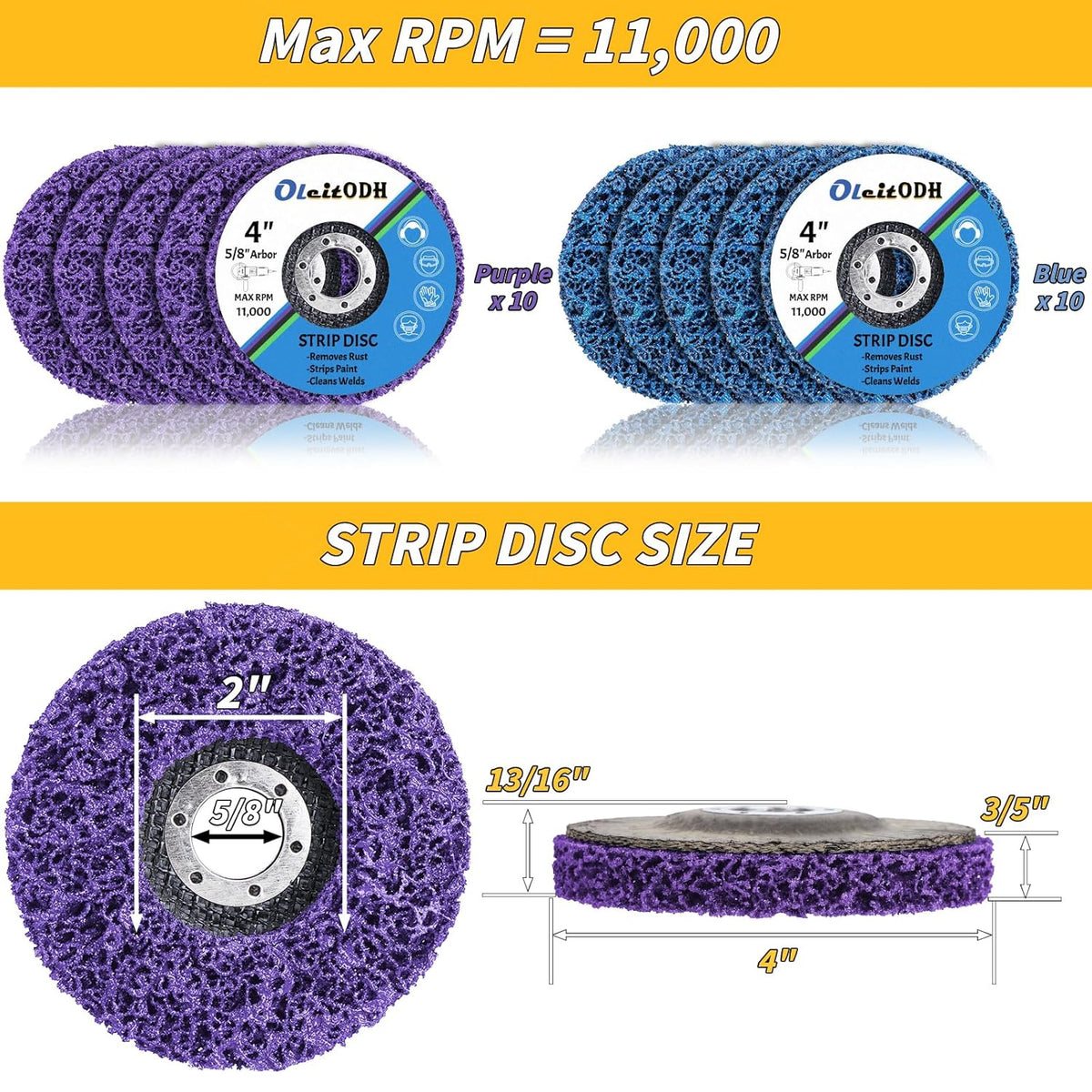 20 Pcs 4" x 5/8" Strip Discs Bulk, Paint Stripping and Rust Removal Wheels for Angle Grinders
