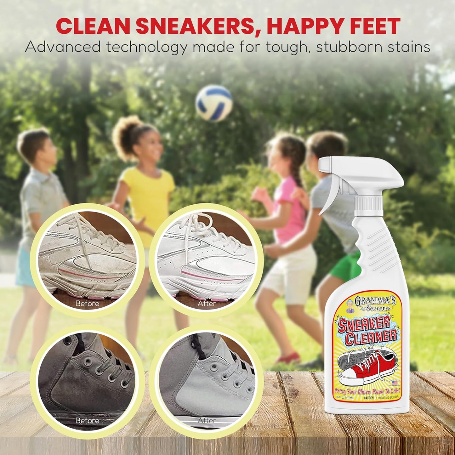 Grandma's Secret Shoe Cleaner - Stain Remover Spray for Rubber, Canvas and Leather - Removes Dirt
