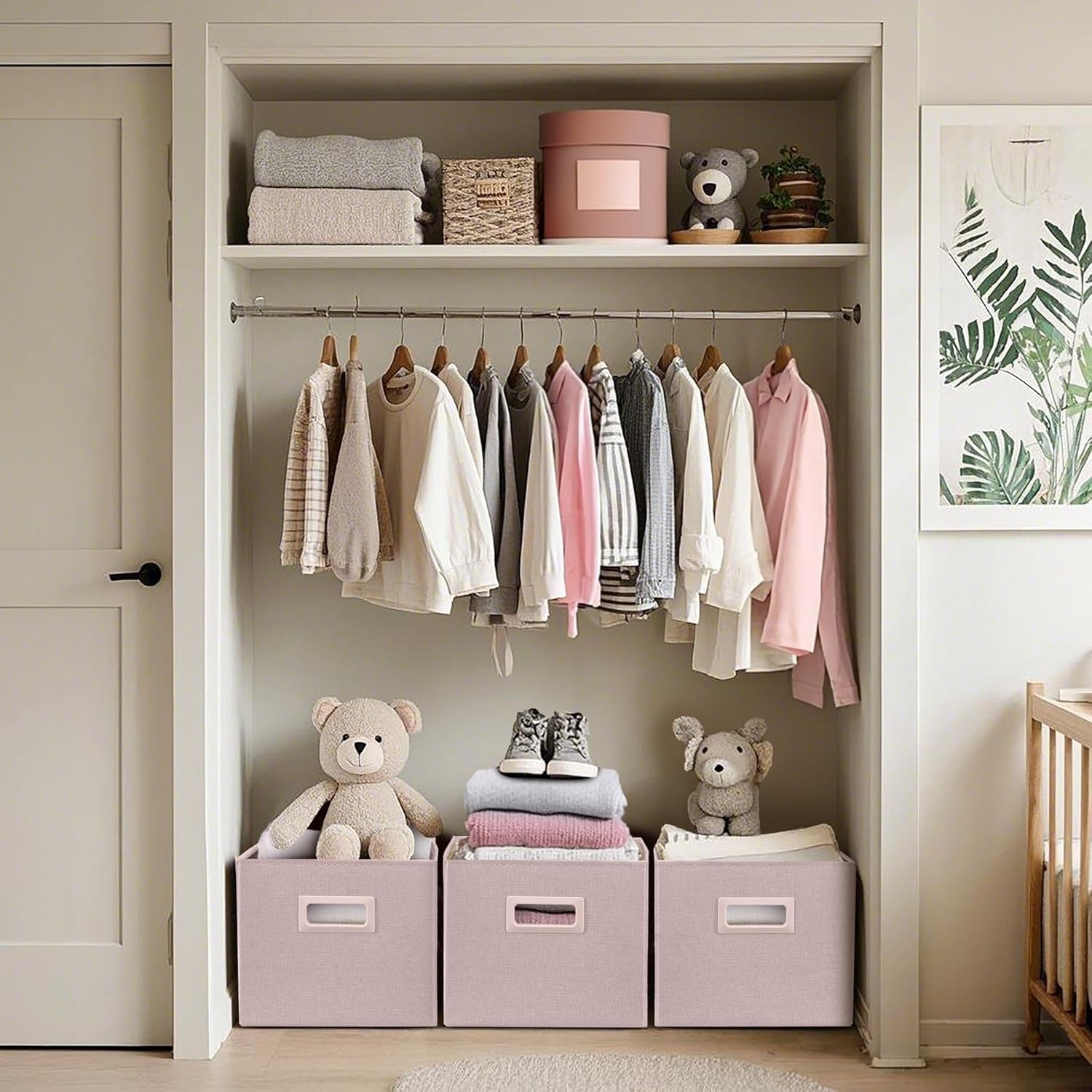 DECOMOMO Storage Bins for Shelves Robust Fabric Closet Bins for Shelves Toy Storage Clothes Books