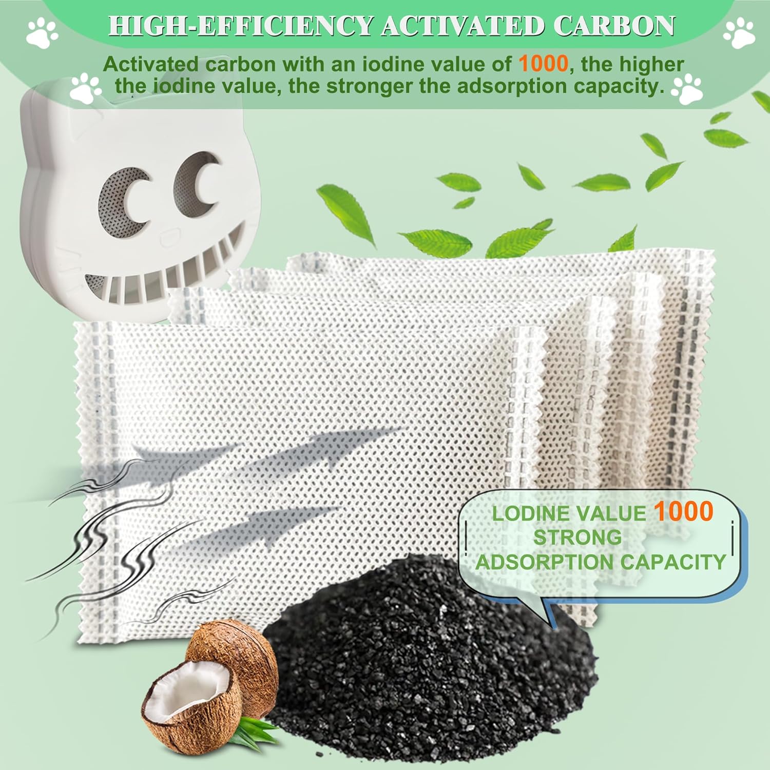 Unscented Cat Litter Box Deodorizer Kit Stick-On Activated Carbon Odor Eliminators Compatible with