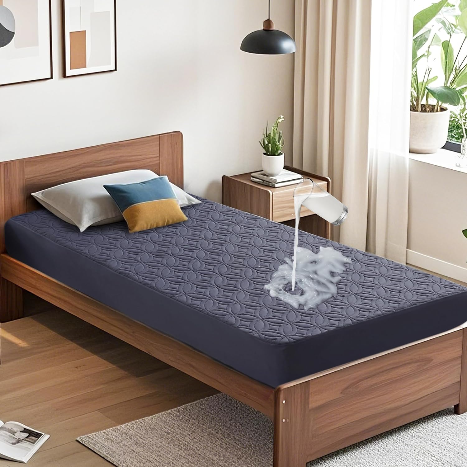 BEDLORE Waterproof Mattress Protector, Twin XL Size Mattress Pad with Deep Pocket 6"-15" Depth