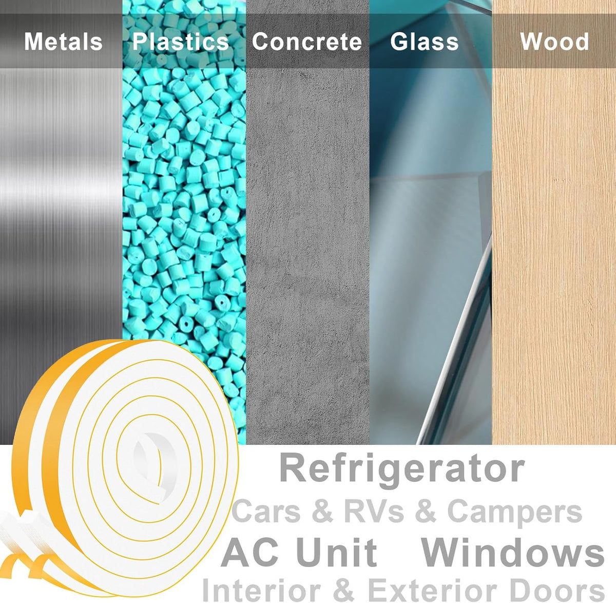 Strong Adhesive Door Weather Stripping, High Density Weather Stripping for Door, Soundproof