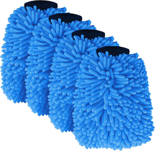 Car Wash Mitt Microfiber, Premium Chenille Microfiber Wash Car Mitts Sponge Scratch Free &