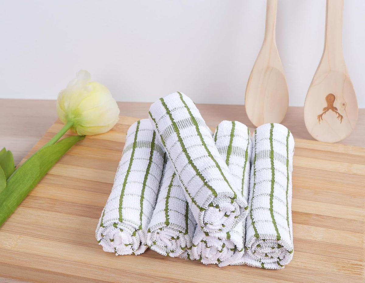 AMOUR INFINI Kitchen Dish Cloths Set of 8 - Ultra Soft, Highly Absorbent, Quick-Drying Terry Cotton