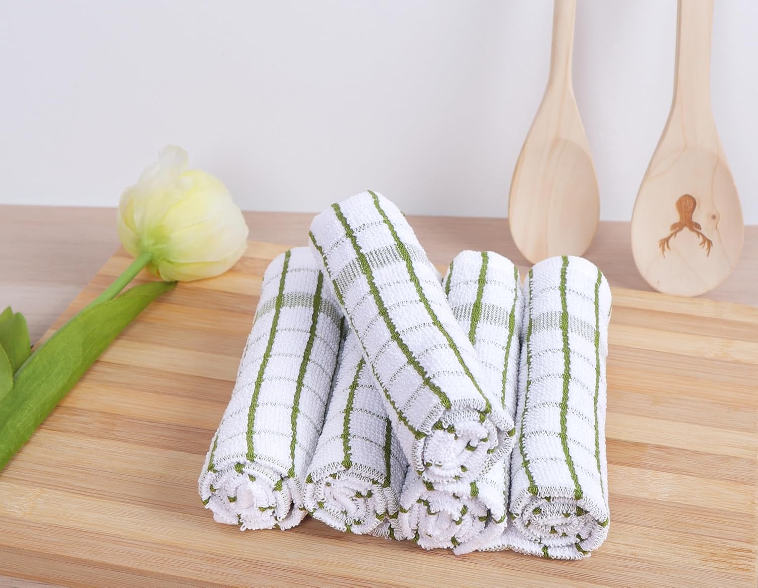 AMOUR INFINI Kitchen Dish Cloths Set of 8 - Ultra Soft, Highly Absorbent, Quick-Drying Terry Cotton