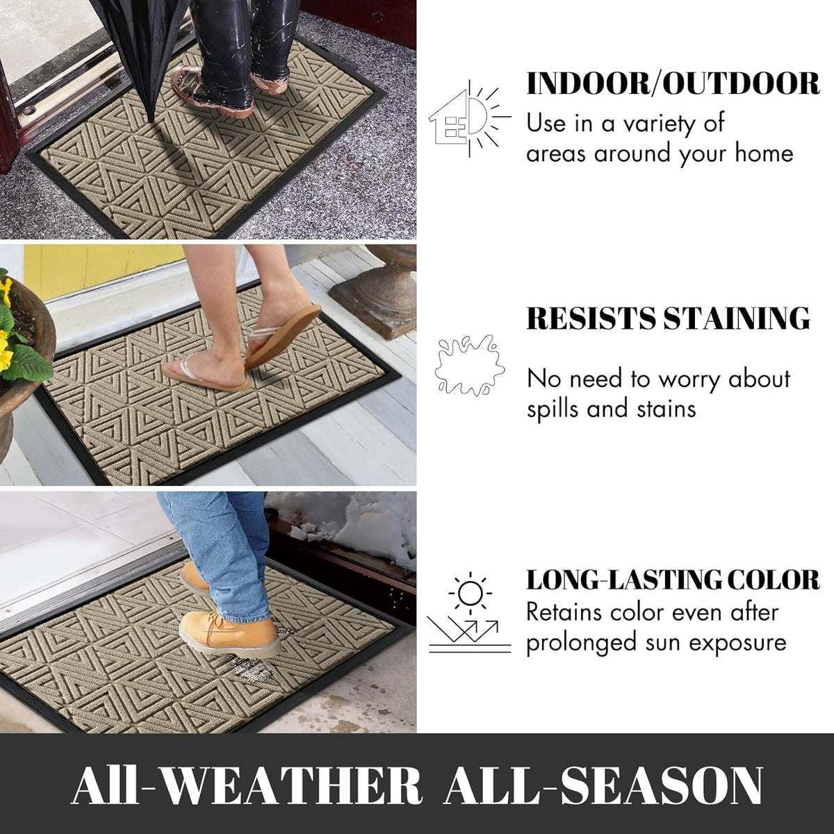 Yimobra Outdoor Mats for Front Door 29.5x17, All-Weather Waterproof Non-Slip Outdoor Door Mat