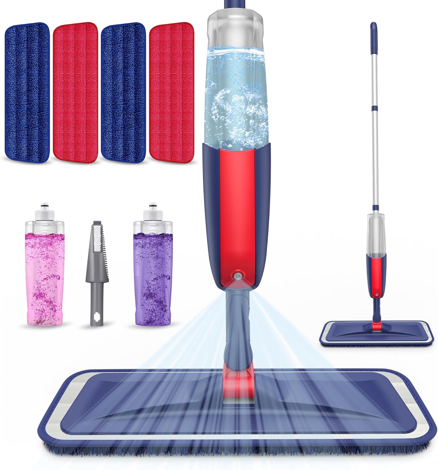 Wet Dust Mops for Hardwood Floor Cleaning - MEXERRIS Spray Mops with 4X Reusable Washable Pads 2X