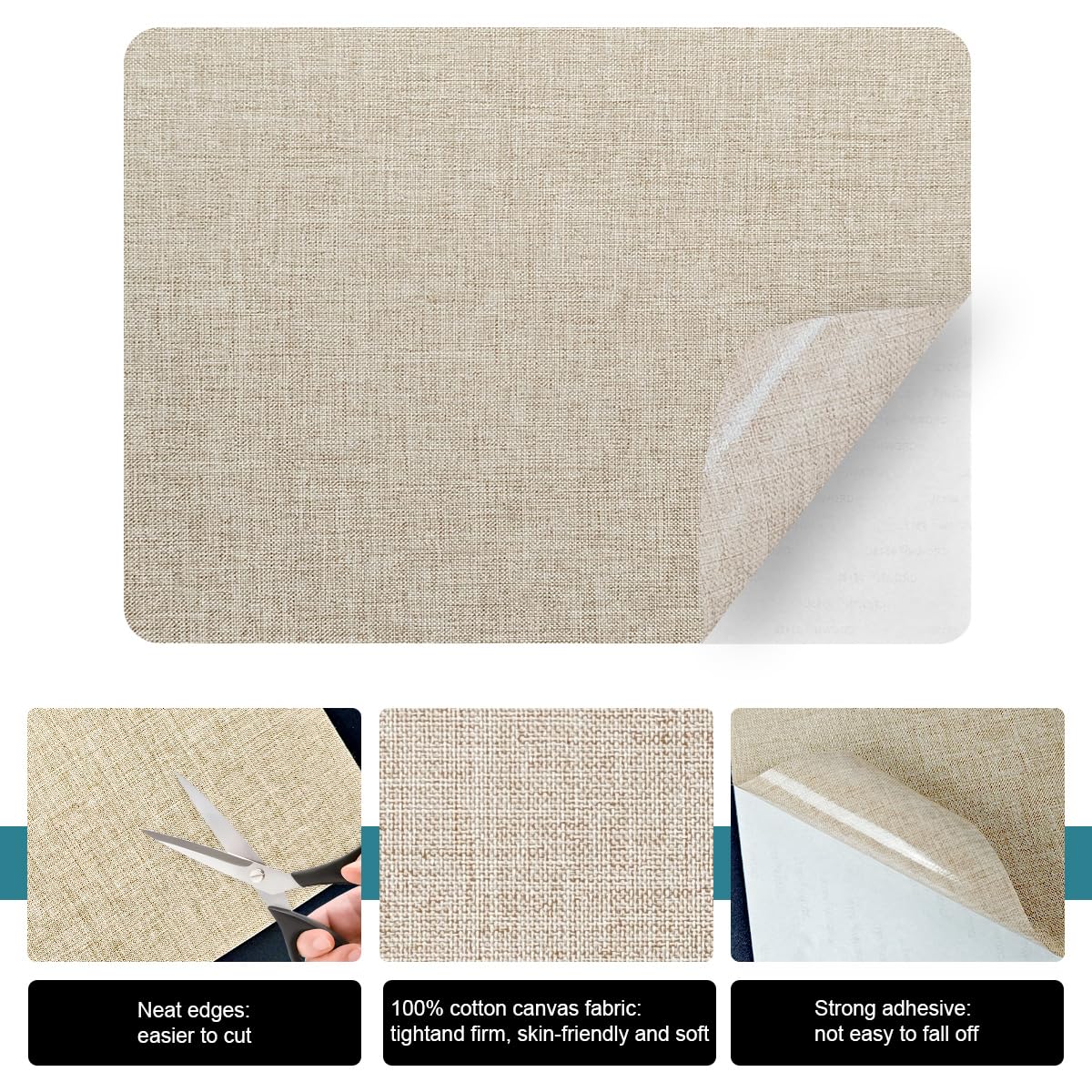 J.CARP 2Pcs Linen Repair Patches, Large Self-Adhesive Fabric Patch for Sofas, Couch, Furniture, Car
