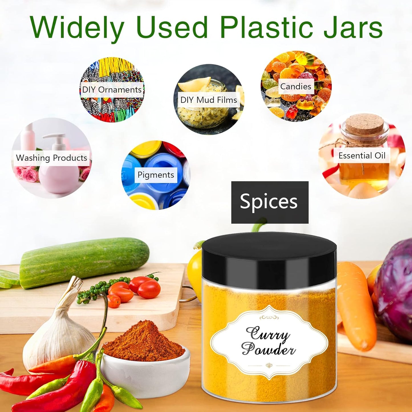 Plastic Jars with Lids, 48 Pcs 6 OZ Slime Containers with Screw On Lids Clear Round Plastic Storage