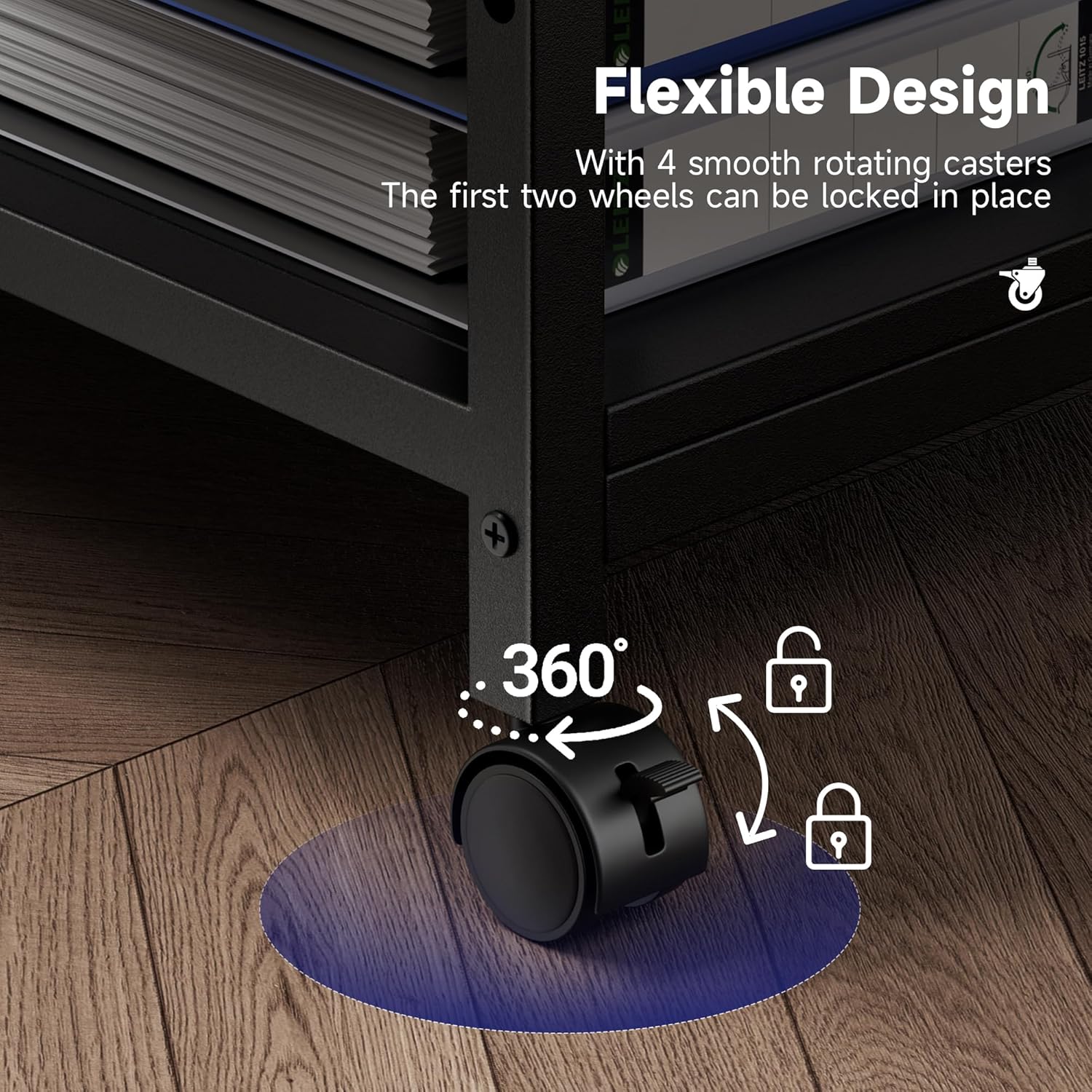 Printer Stand, 20×16×28'' Metal Printer Table with Wheels, 3 Tier Rolling Cart with Adjustable