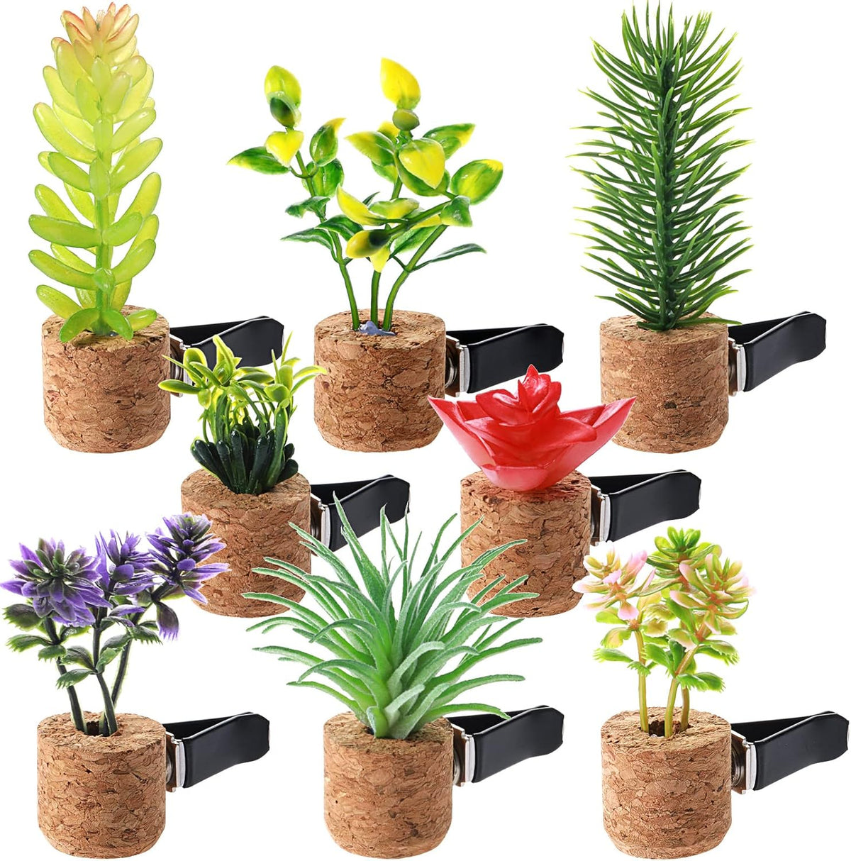 8 Pieces Artificial Plant Air Vent Clips Succulents with Essential Oil Mini Cute Sprayer Car Plant