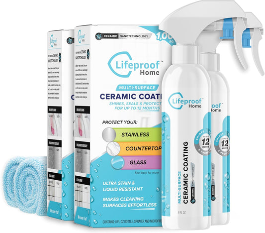 Lifeproof 2-Pack Ceramic Coating Spray Kit - Shine, Seal & Protect Kitchen & Bath Surfaces, Repels