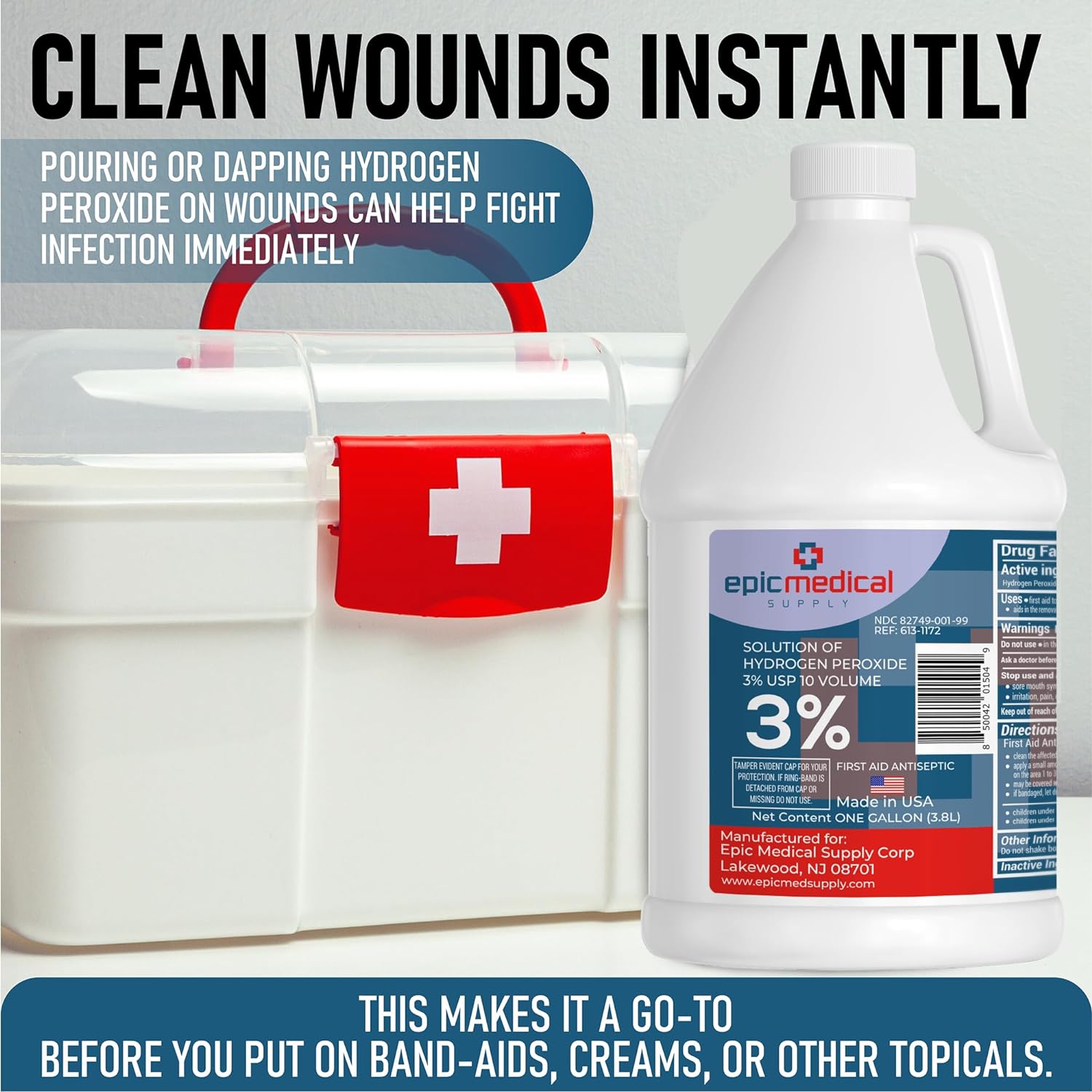 3% Hydrogen Peroxide - First Aid Antiseptic & Multipurpose Cleaner - Topical Wash for Cuts, Scrapes