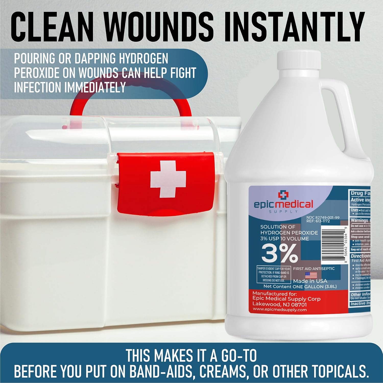 3% Hydrogen Peroxide - First Aid Antiseptic & Multipurpose Cleaner - Topical Wash for Cuts, Scrapes