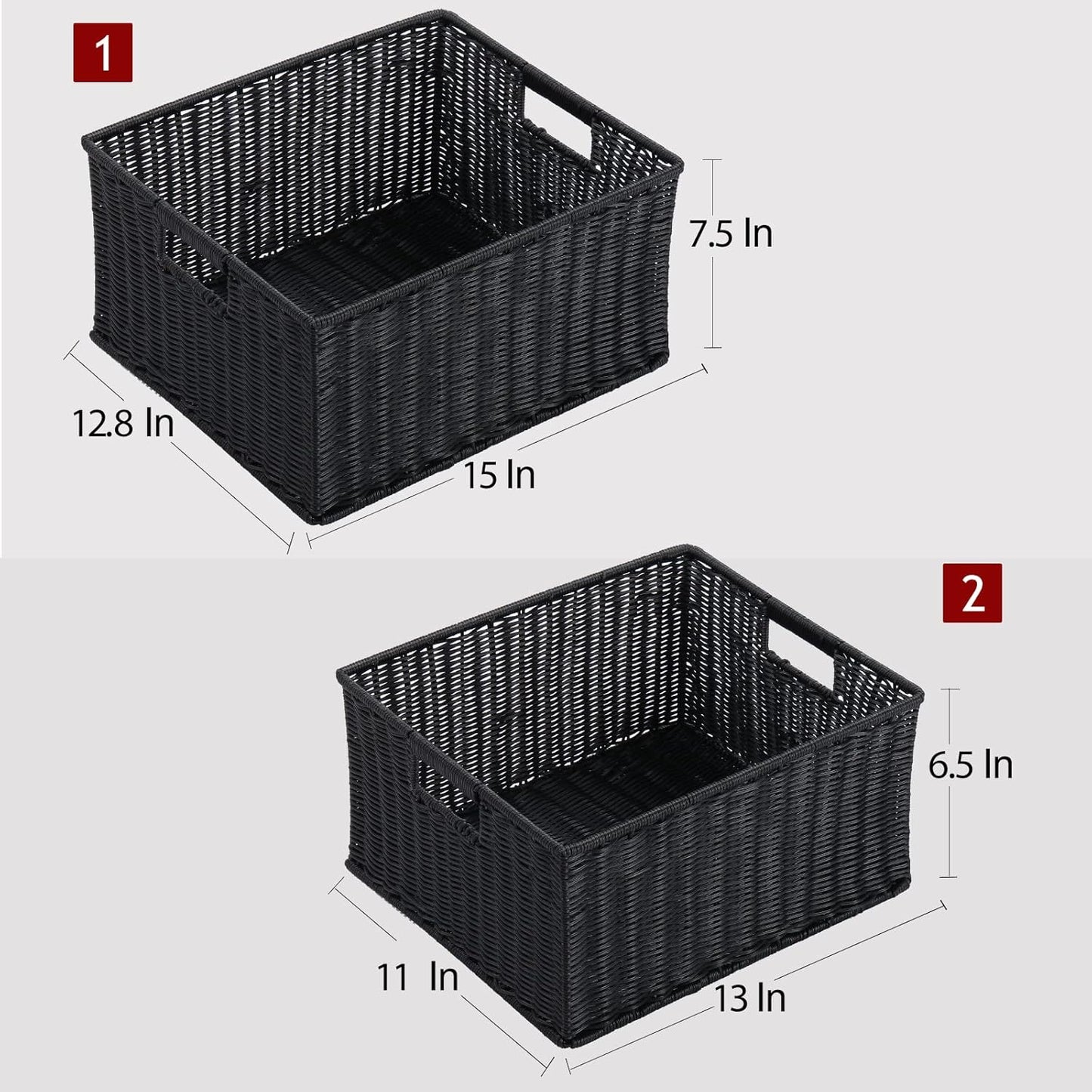 HOONEX Large Wicker Baskets for Storage, Plastic Baskets for Organizing with Dual Handles, Woven