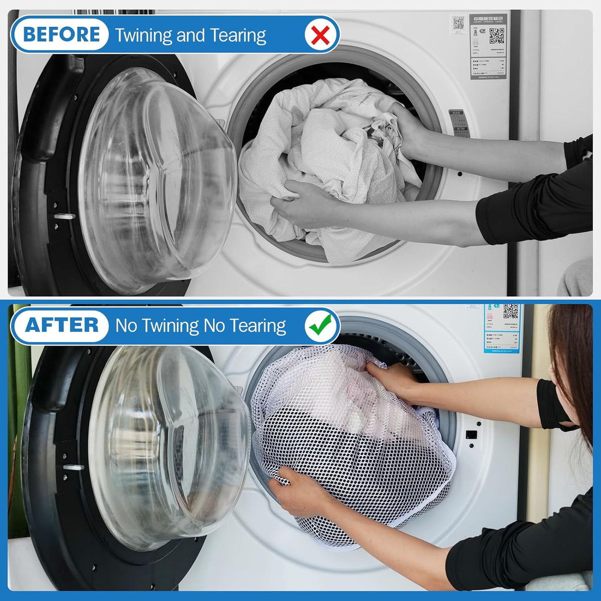 3Pcs Mesh Laundry Bags Washing Machine Mesh Wash Bags Jumbo for Delicates Clothes,Bed Linen,Toys