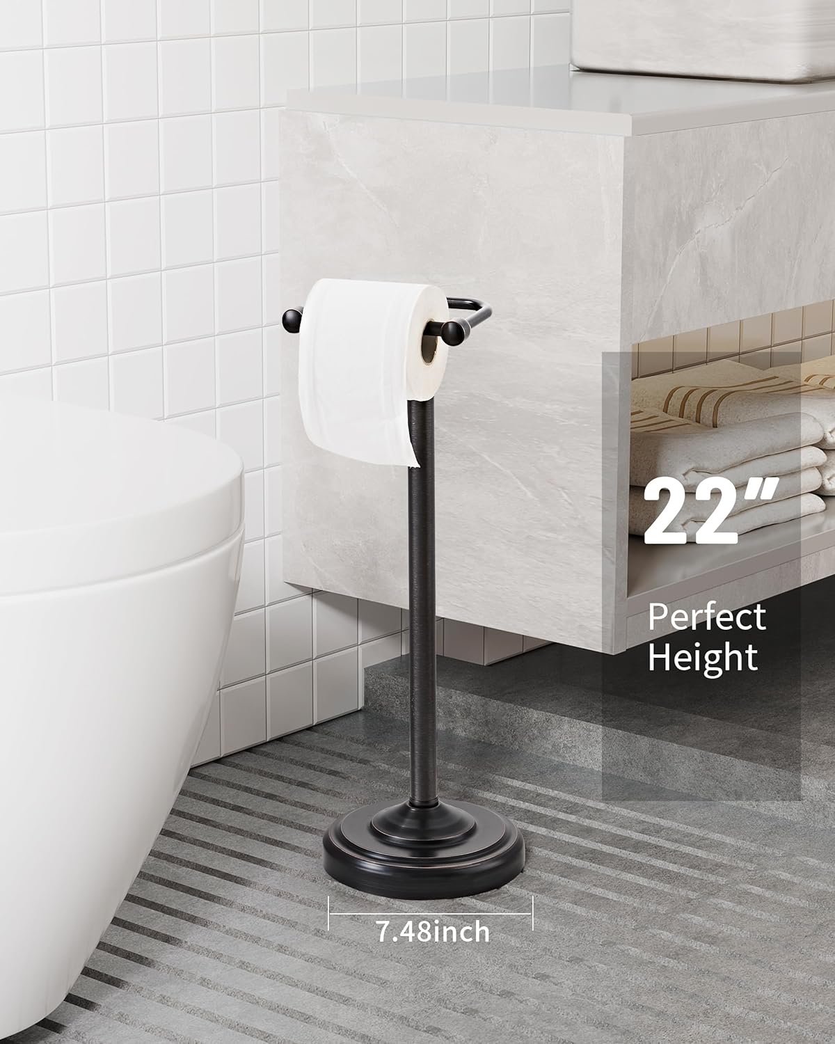 Toilet Paper Holder Stand, Oil Rubbed Bronze Toilet Paper Holder Free Standing, Post Pivoting