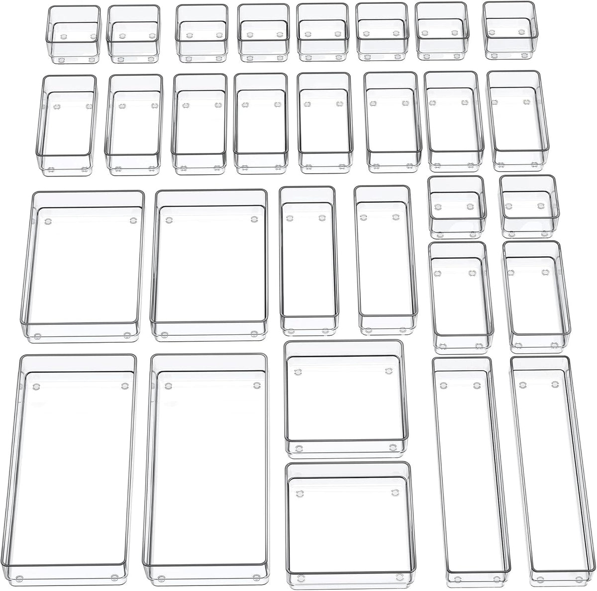 SMARTAKE 30-Piece Drawer Organizer with Non-Slip Silicone Pads, 7-Size Desk Drawer Organizer Trays