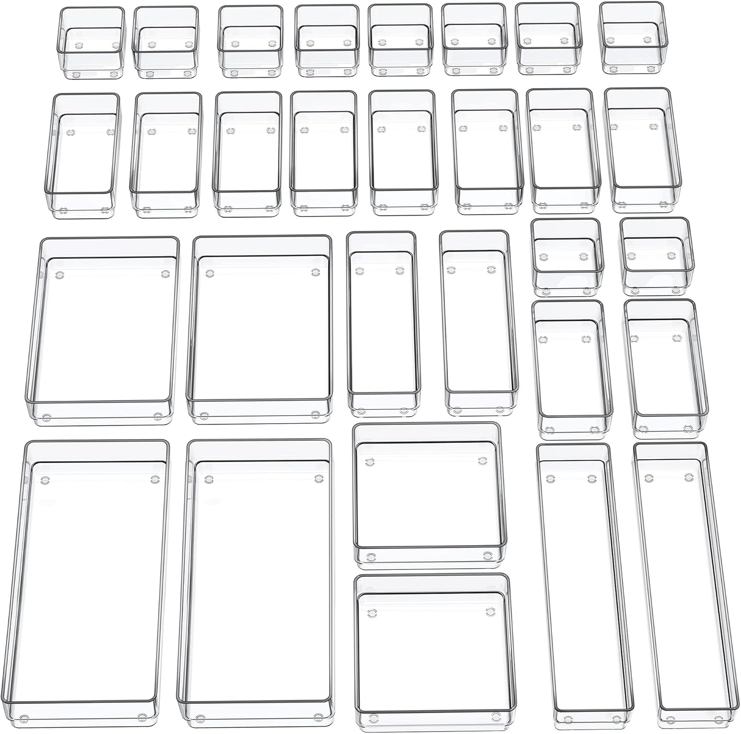 SMARTAKE 30-Piece Drawer Organizer with Non-Slip Silicone Pads, 7-Size Desk Drawer Organizer Trays