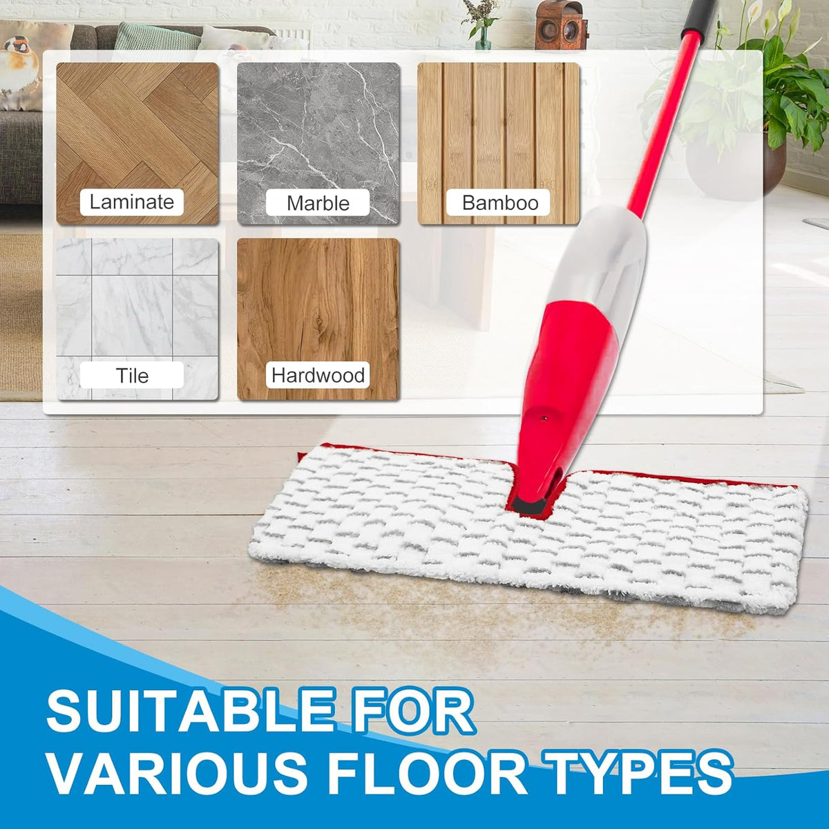 Microfiber Spray Mop Pads Compatible with Promist MAX Spray Mop, Mops Refills for Ocedar Replace