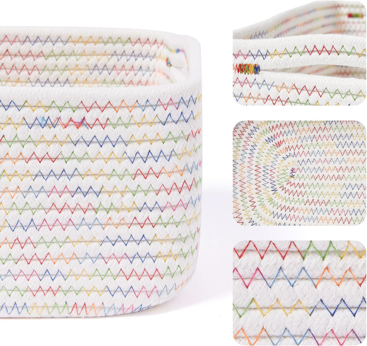 Small Storage Baskets for Organizing | Closet Organizer Bins | Shelf Toy Basket | Woven Rope