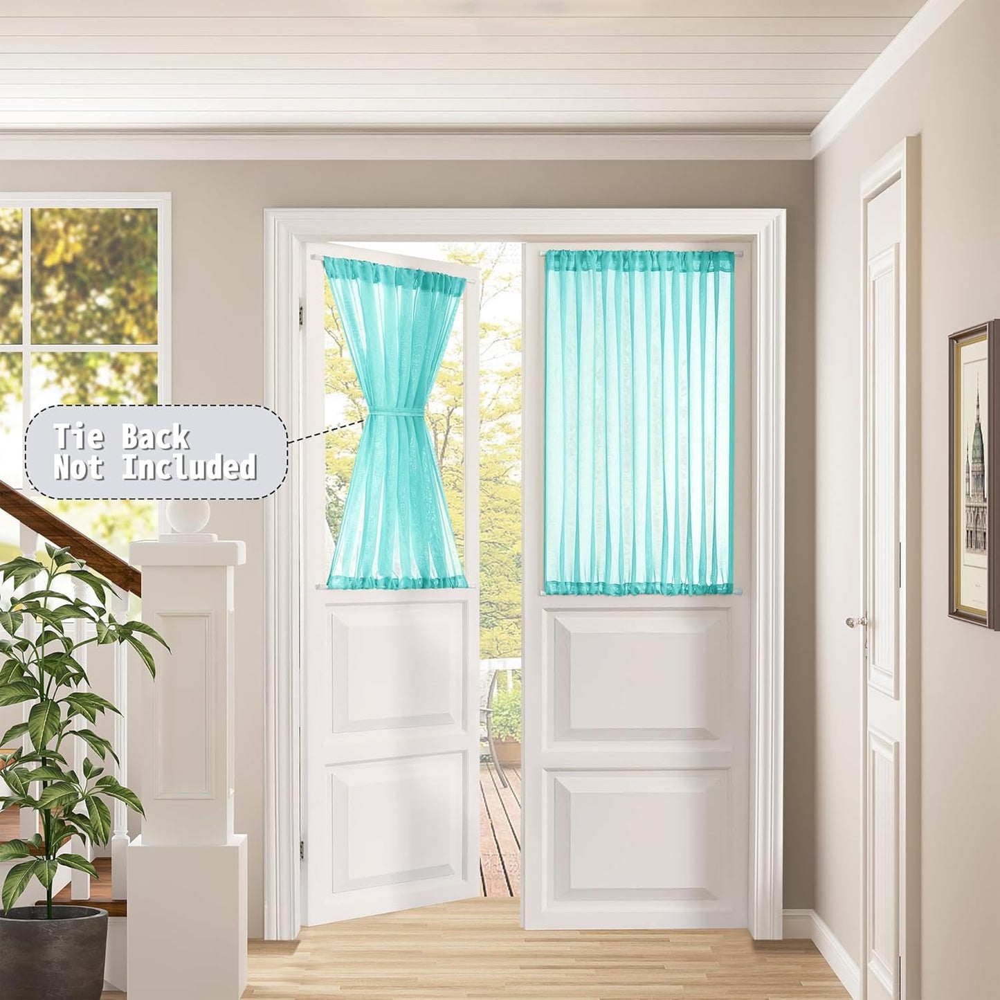 Tollpiz Short Sheer Door Curtain Closet Linen Textured Curtain Sheers Doorway Light Filtering Voile