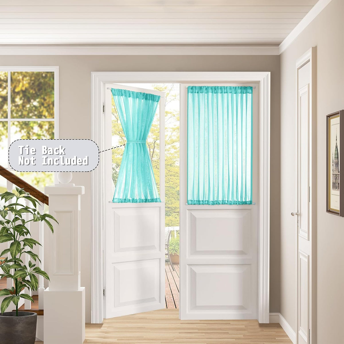 Tollpiz Short Sheer Door Curtains Closet Linen Textured Curtains Sheer Doorway Light Filtering