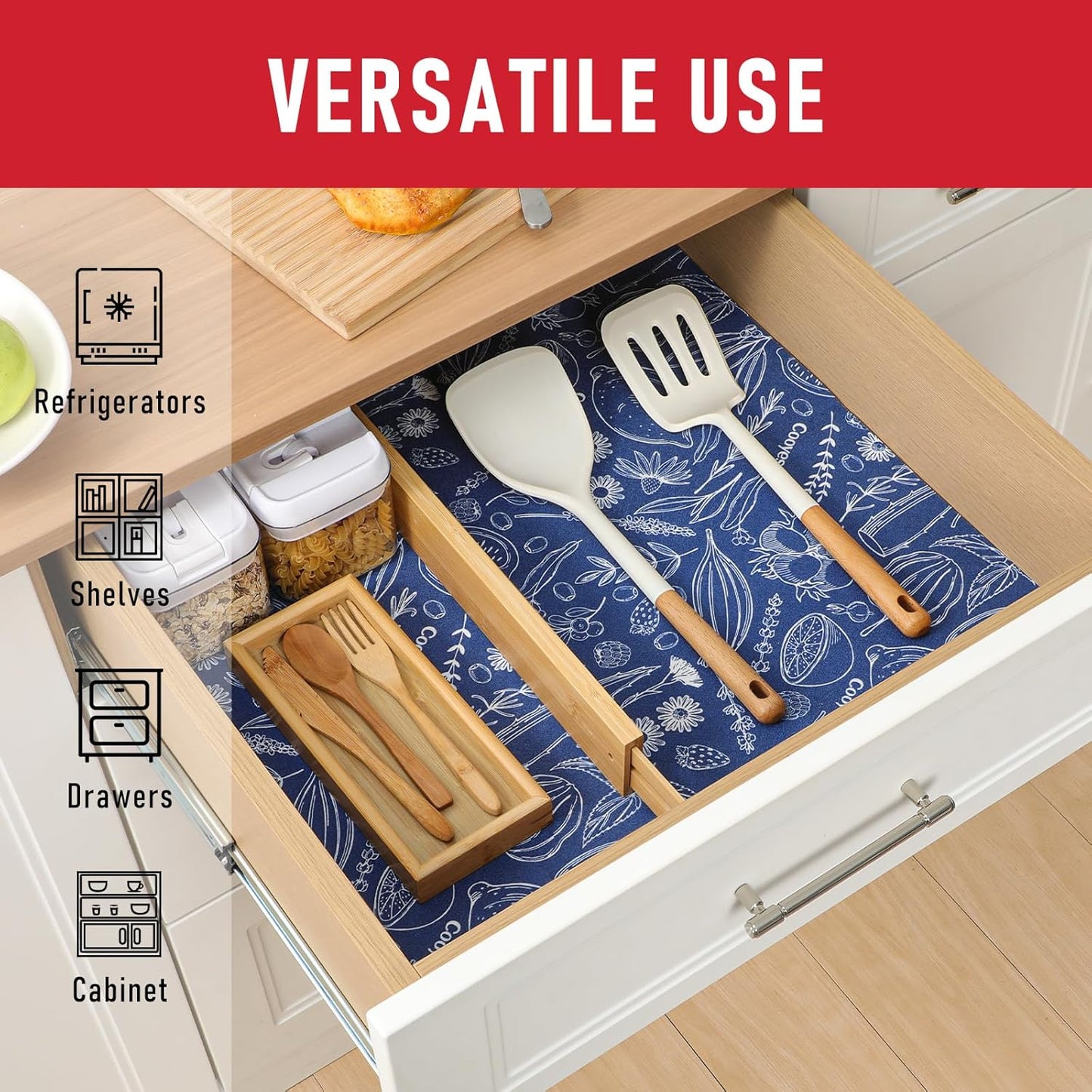 Cooyes Large Fridge Liners for Refrigerator, 17.7" × 24", Drawer & Shelf Liners for Kitchen