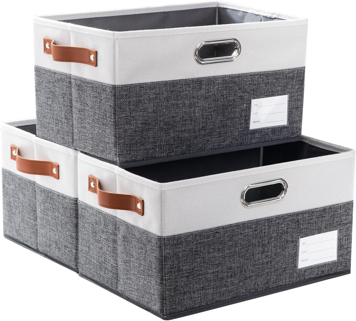 PRANDOM Foldable Storage Bins with Handles [3-Pack] Fabric Collapsible Storage Boxes Baskets Cubes