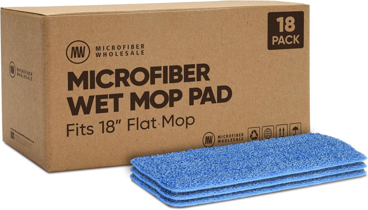 Microfiber Wholesale 18 inch Microfiber Mop Pads - Machine Washable, Reusable, Refills &