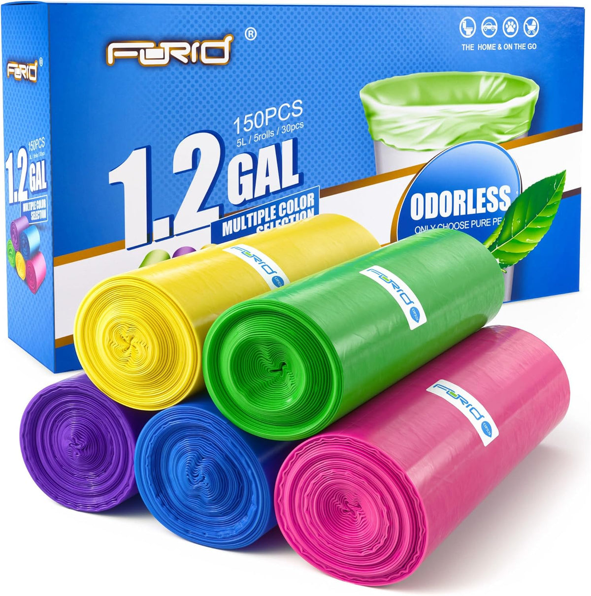 FORID Small Trash Bags 1.2 Gallon Colored - Extra Thick Mini Garbage Bags Unscented,Strong Plastic