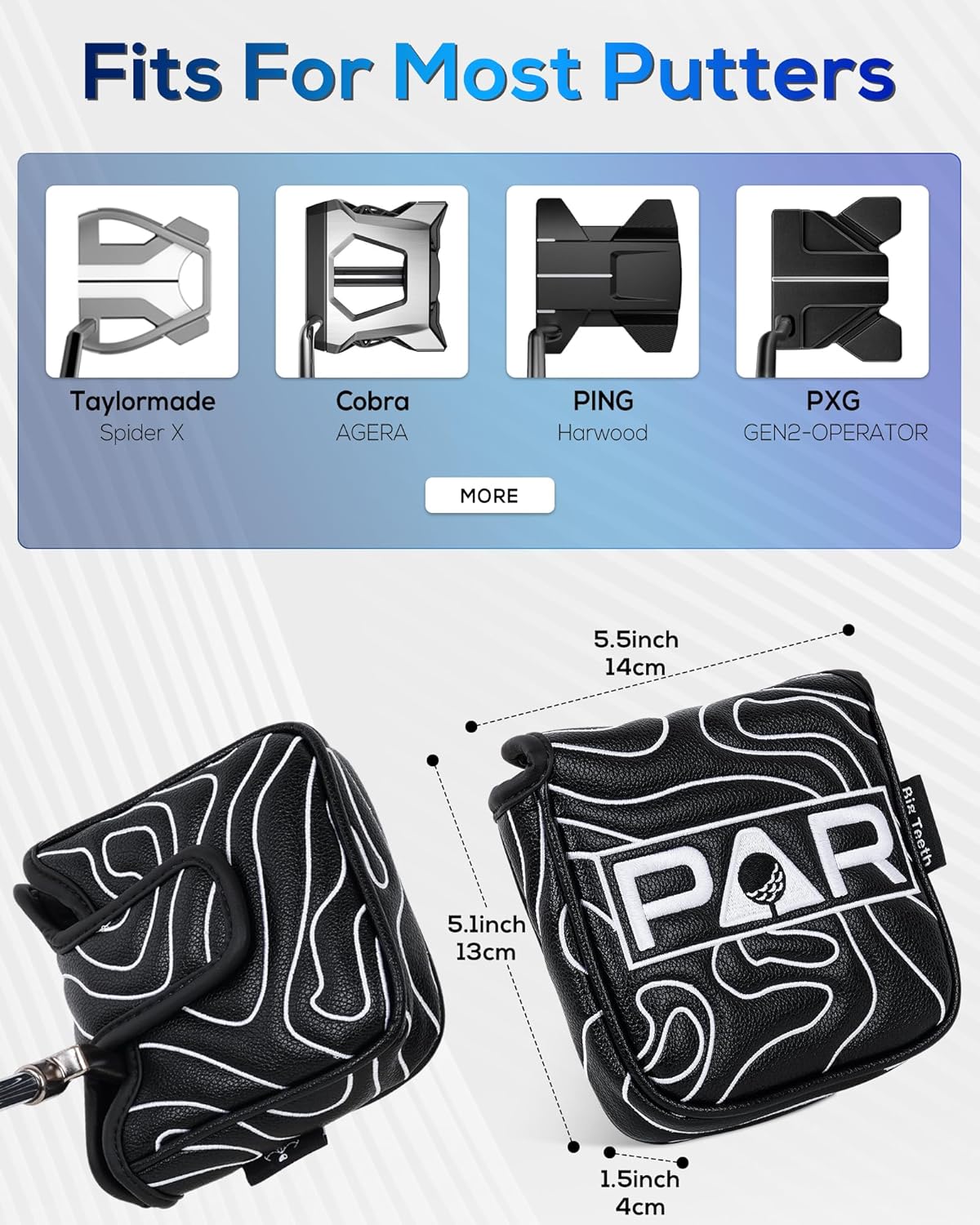 Big Teeth Golf Club Covers Full Set Driver Headcover Fairway Wood Hybrid Golf Club Iron Head