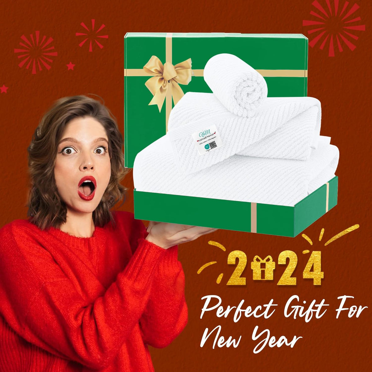 VOOVA & MOVAS White Towels for Bathroom, 100% Cotton | Quick Dry | Soft | Thick, 3 Piece Towel Set