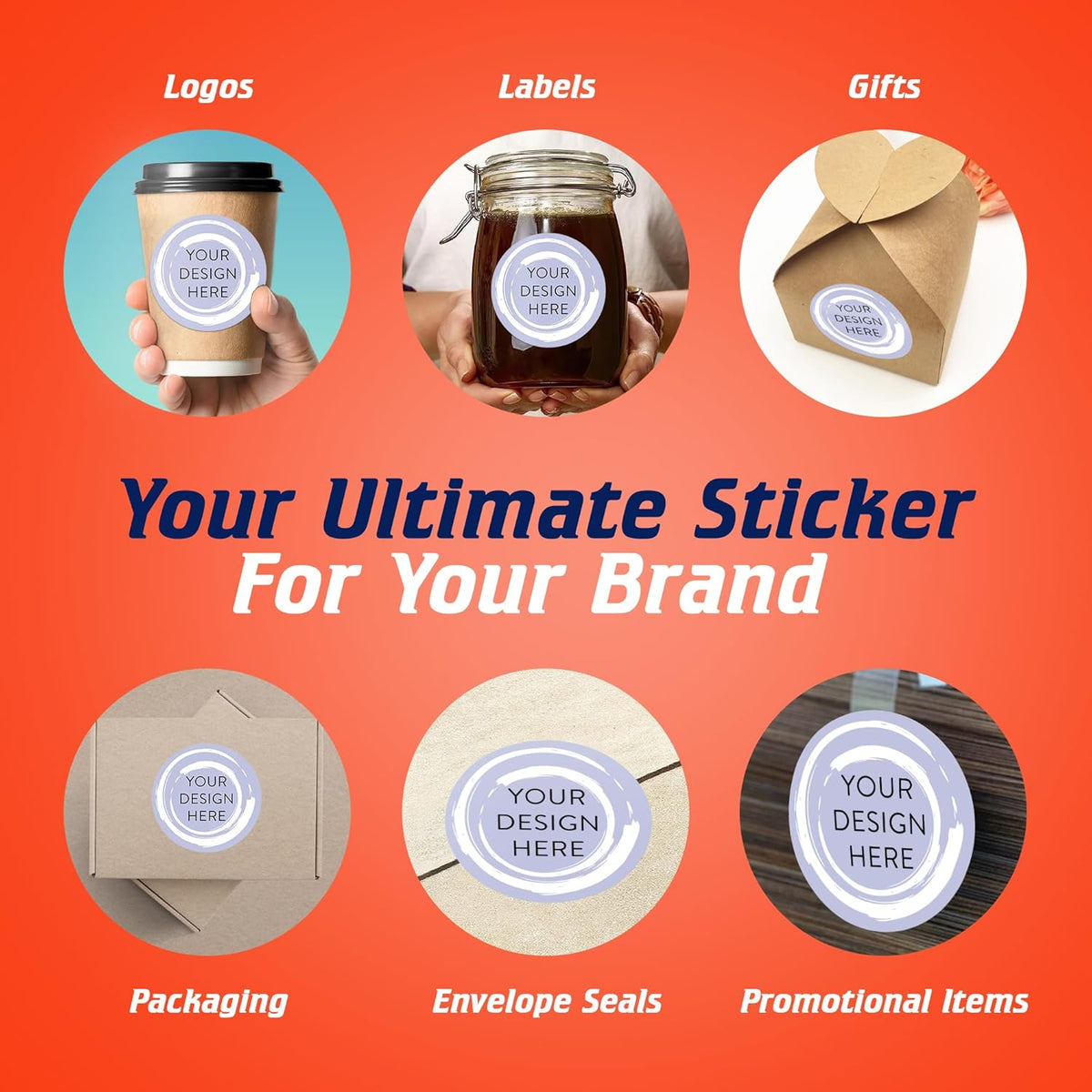 100 Custom Vinyl Stickers - Upload Your own Image, Text, Design, Logo - Personalized Logo Labels