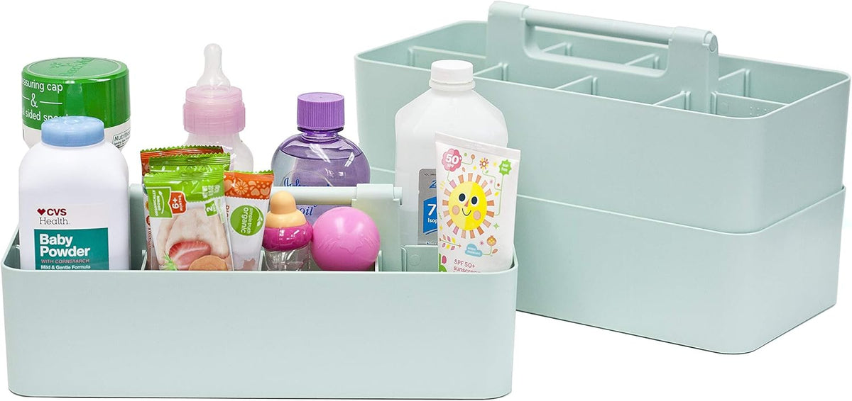 2 PACK - Portable DIY 8 Dividers Durable Plastic Tote Basket Bin Tool & Supply Cleaning Caddy with