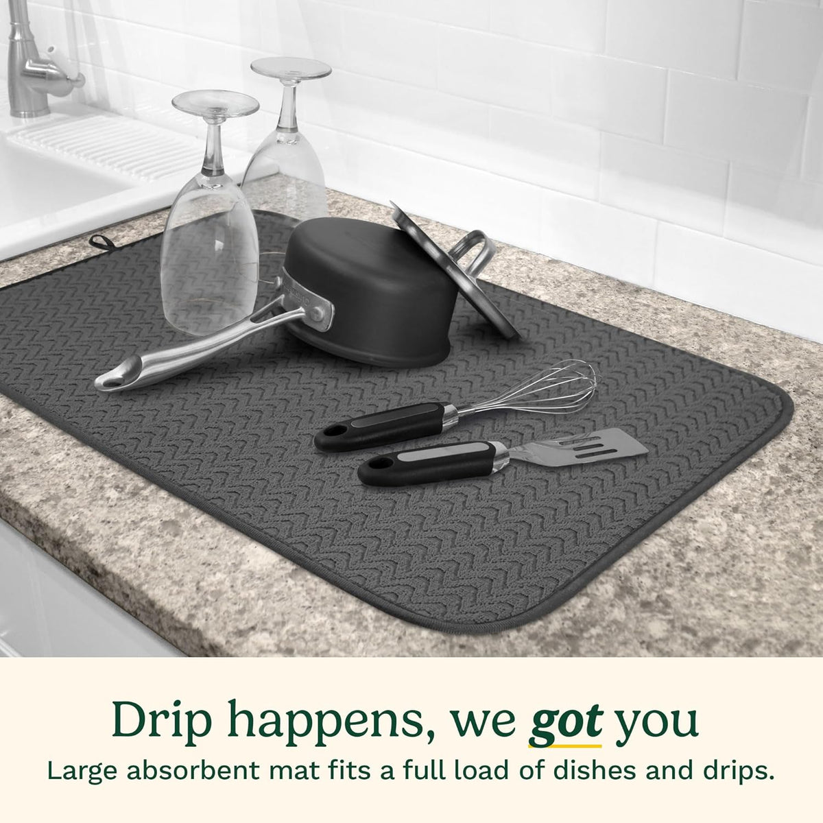 Cuisinart Dish Drying Mats for Kitchen Counter - (2) 18" x 24" Ultra Absorbent Dish Drying Mat XL