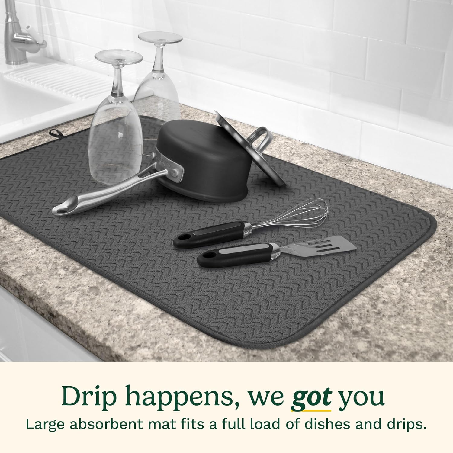 Cuisinart Dish Drying Mats for Kitchen Counter - (2) 18" x 24" Ultra Absorbent Dish Drying Mat XL