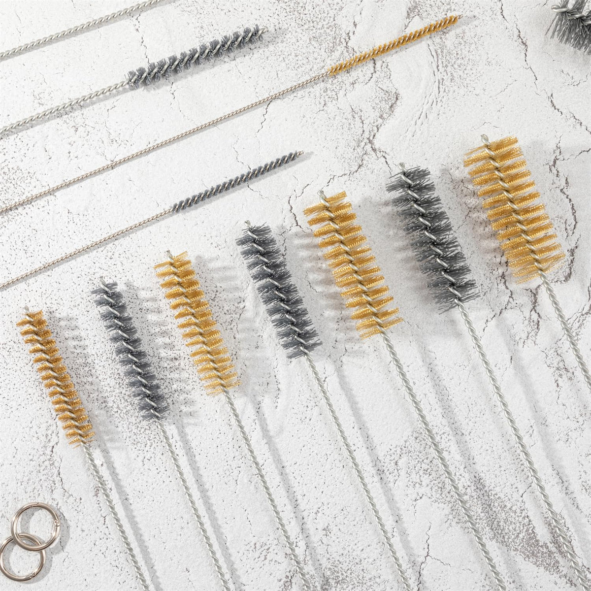 16 Inch Extra Long Pipe Cleaning Brush Set with Brass Bristles, 8 Piece Variety Pack for Auto