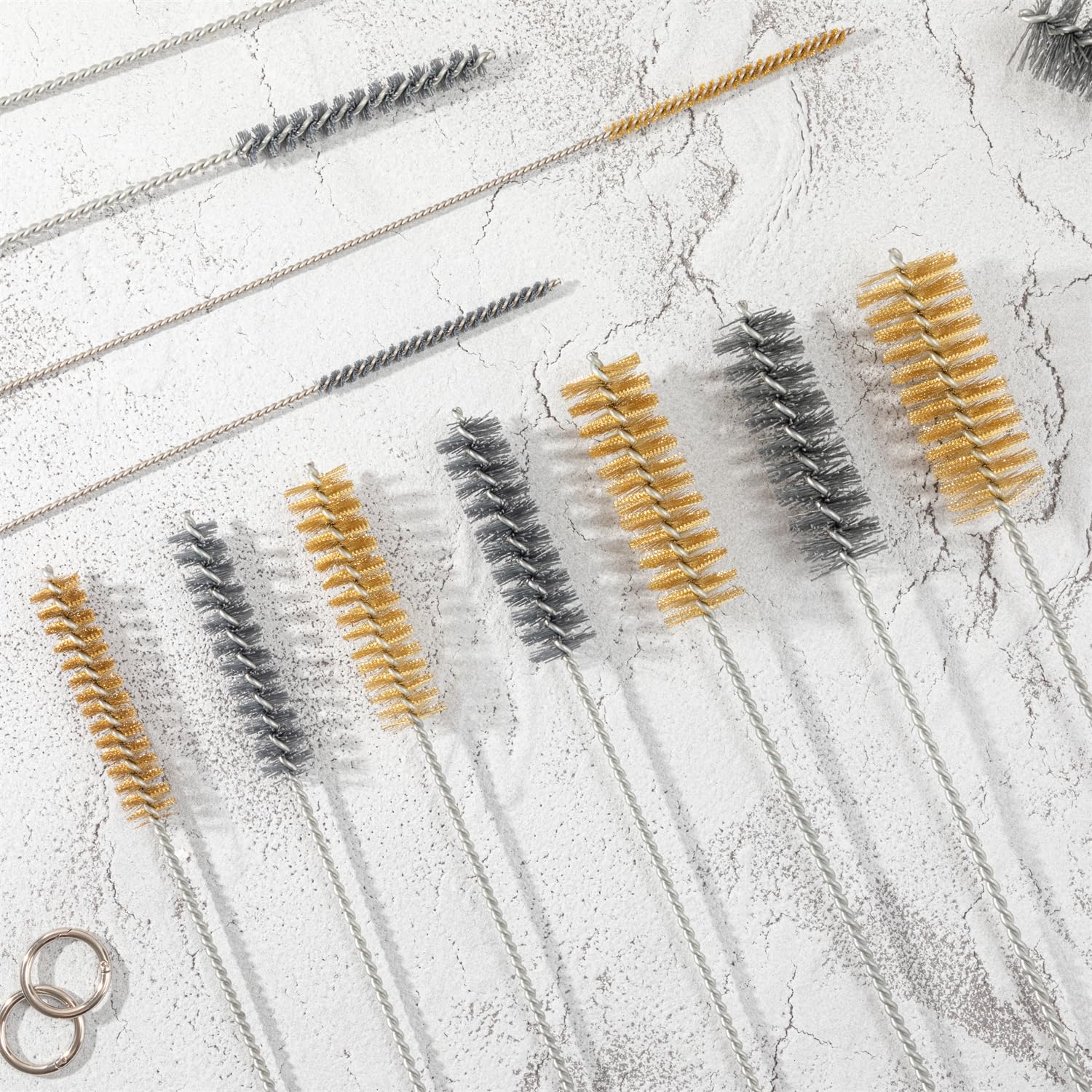 16 Inch Extra Long Pipe Cleaning Brush Set Abrasive Filament, 8 Piece Variety Pack for Removal of