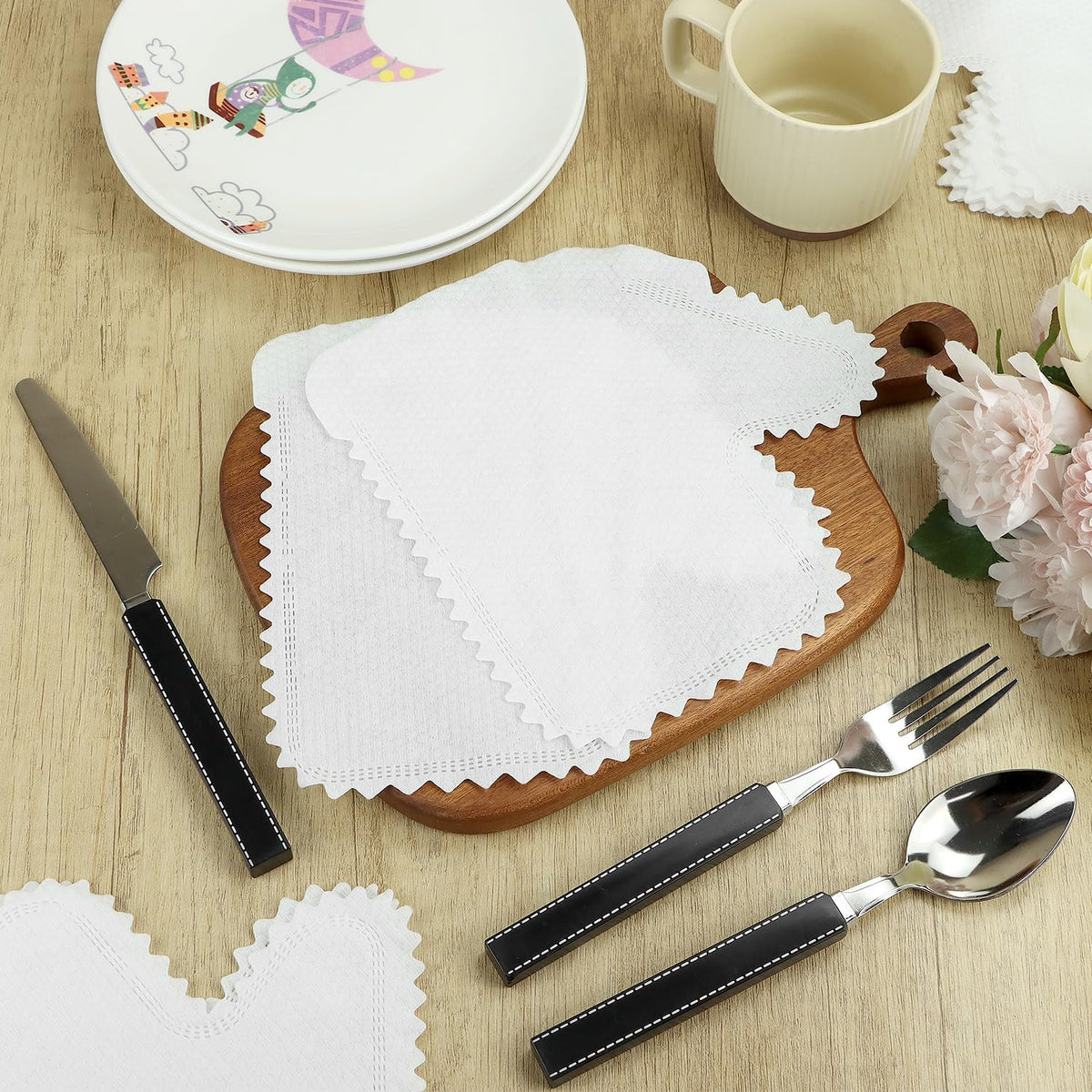 QWORK White Microfiber Dusting Gloves, 60 Pieces Dusting Mitt, Wipes Feather Dusters, Dual-Sided