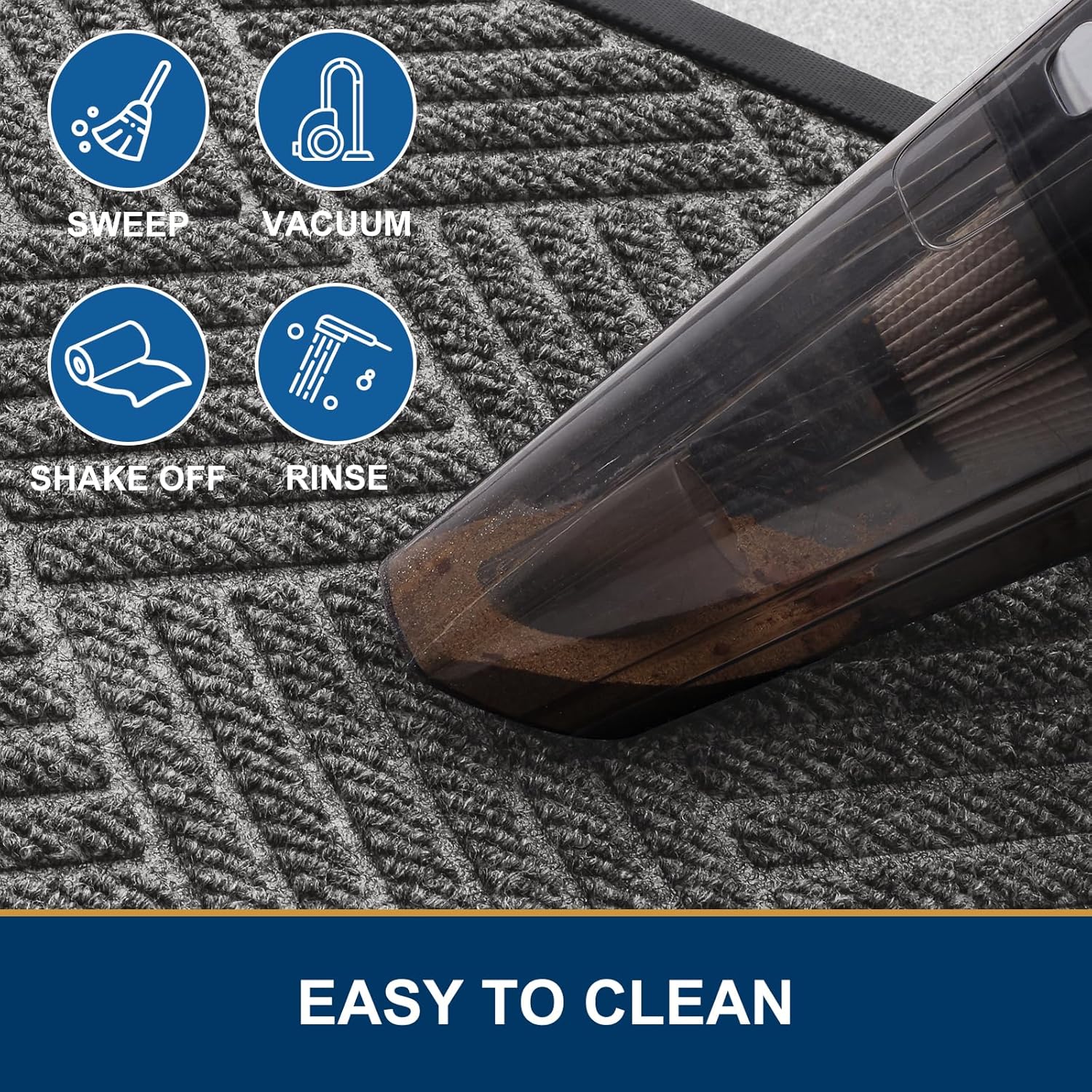 Smiry Front Door Mat Outside Entrance, Heavy Duty Outdoor Indoor Natural Rubber Doormat, Non Slip