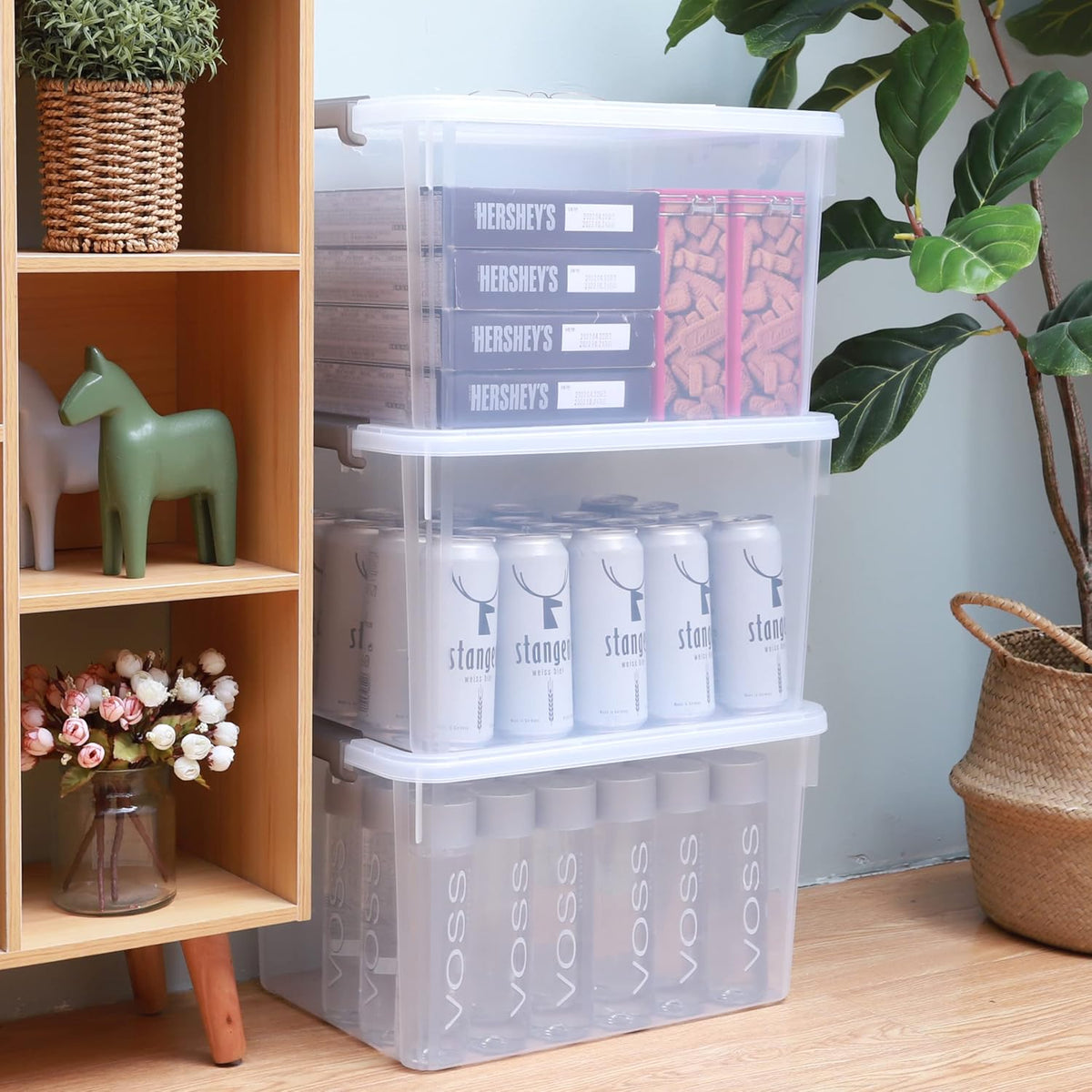 Citylife 6 Packs 32 QT Plastic Storage Bins with Lids Large Stackable Storage Containers for